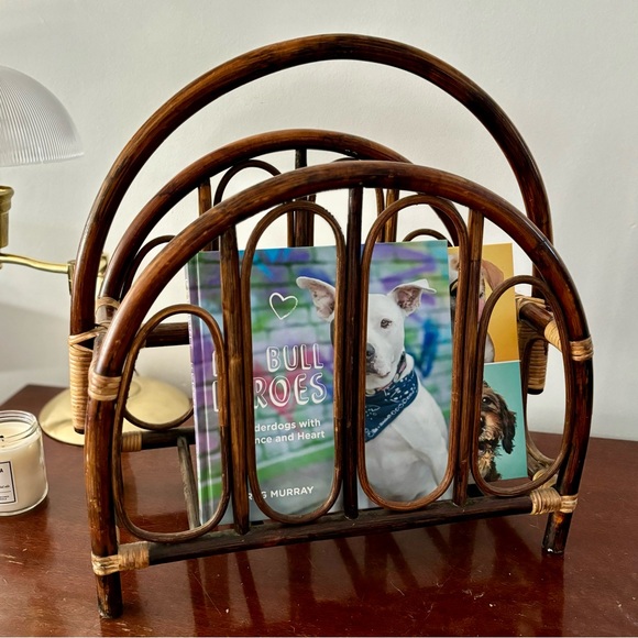 Vintage Bamboo Rattan magazine record album rack, 70s vintage decor - Picture 4 of 4